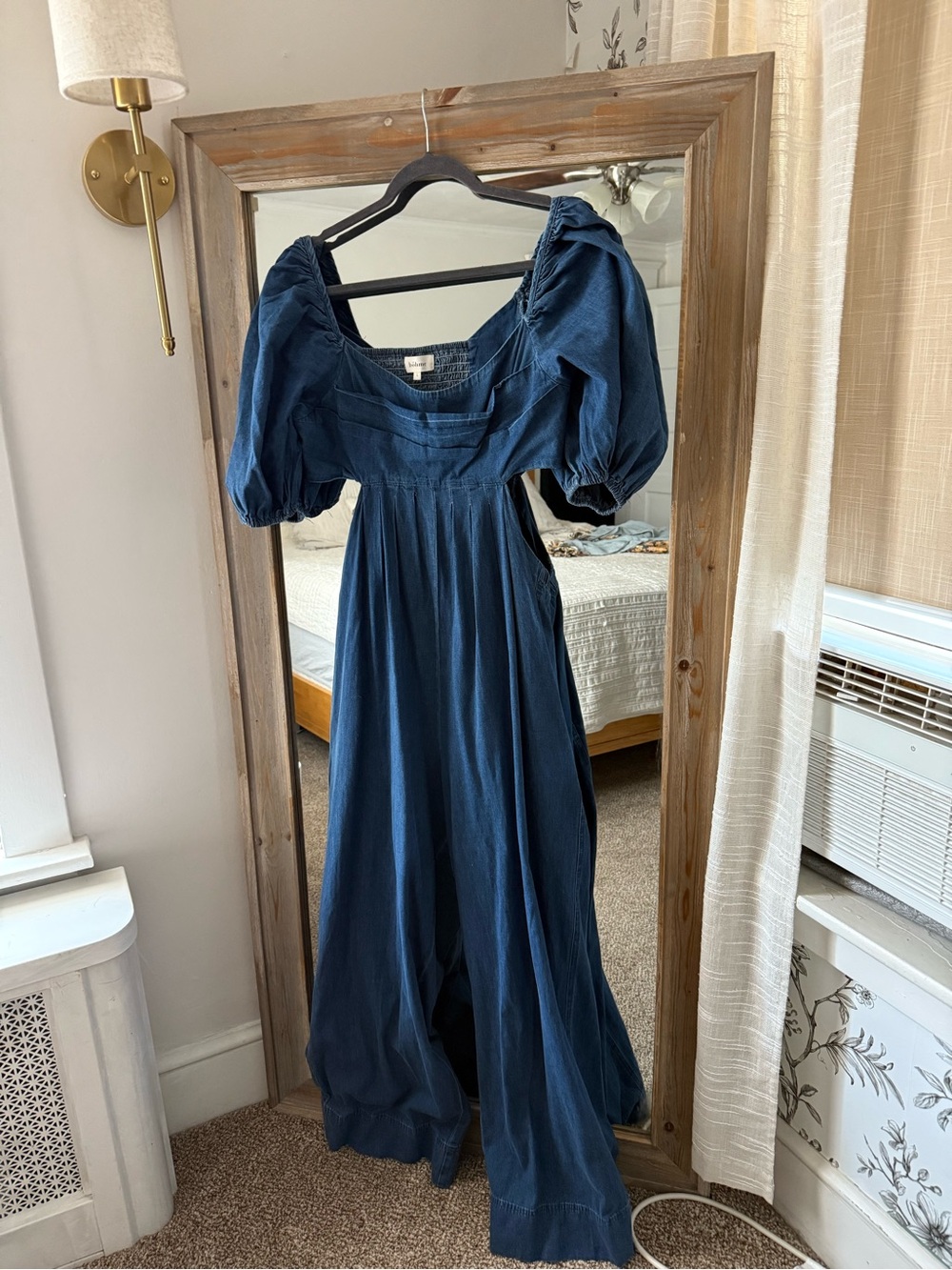 bohme Navy Puff-Sleeve Jumpsuit with Wide Legs